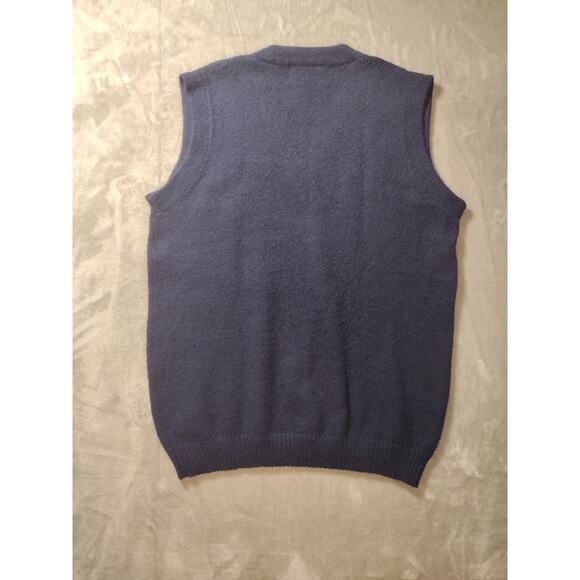 Navy Blue Alpaca Wool V-Neck Tight Knit Sweater Vest Mens XL by Alpaca Quitex - Picture 2 of 6